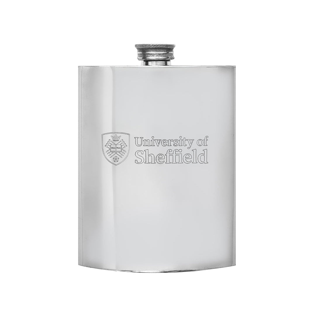 Engraved Pewter Hip Flask