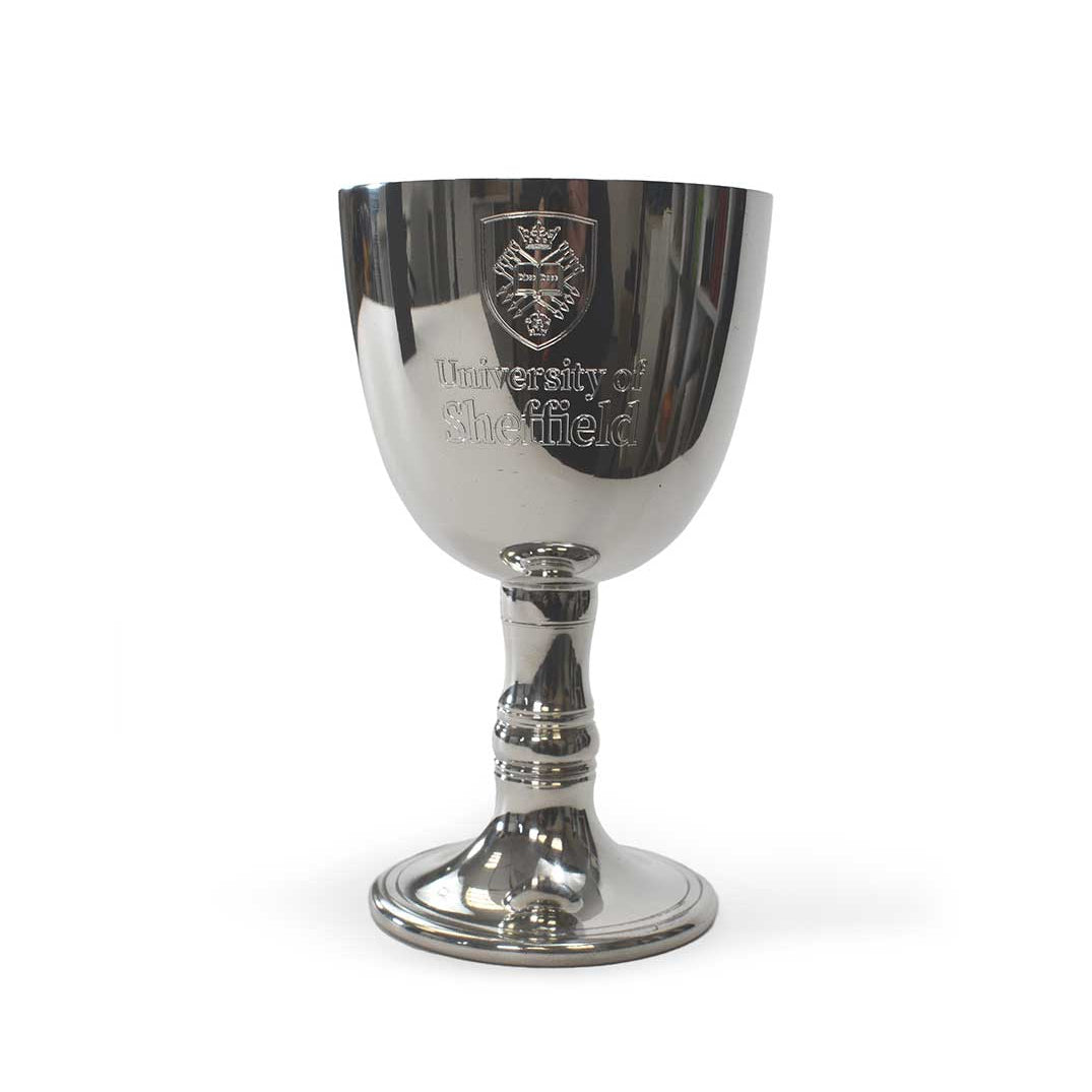 Engraved Pewter Wine Goblet