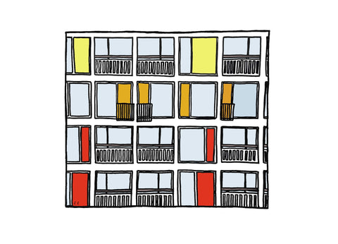 Doodles by Bee Park Hill Flats A4 Print