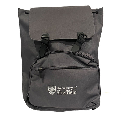 University of Sheffield Logo Vintage Laptop Backpack - Grey/Back