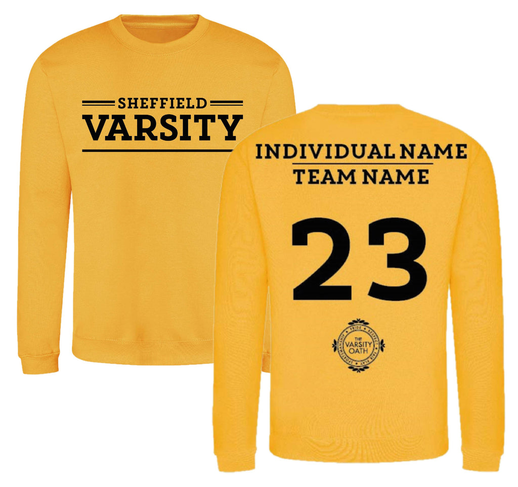 Custom Varsity 2025 Sweatshirt - Gold - Team Name S-Z