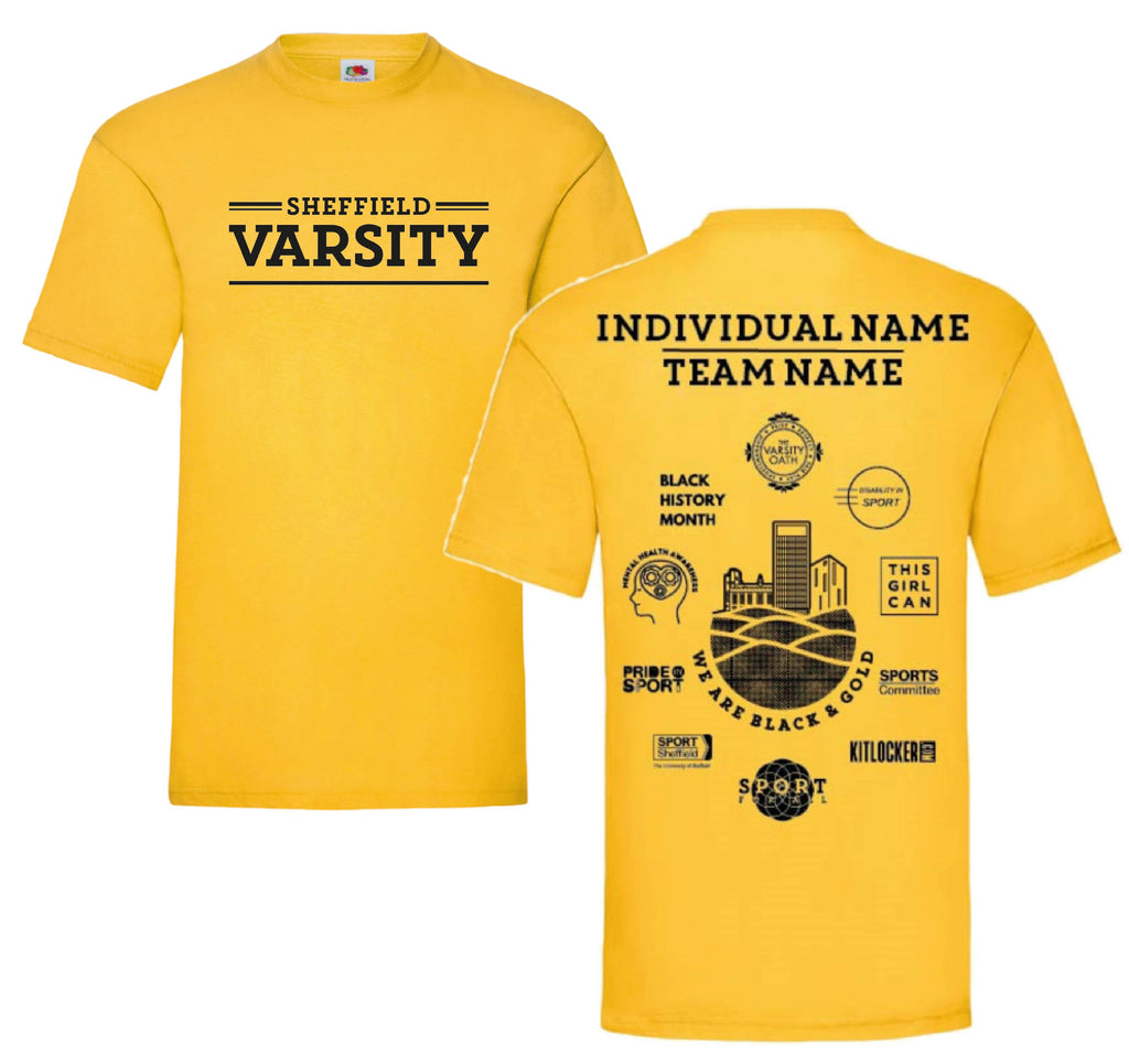 Custom Varsity 2025 T-Shirt - Gold - Team Name L-S