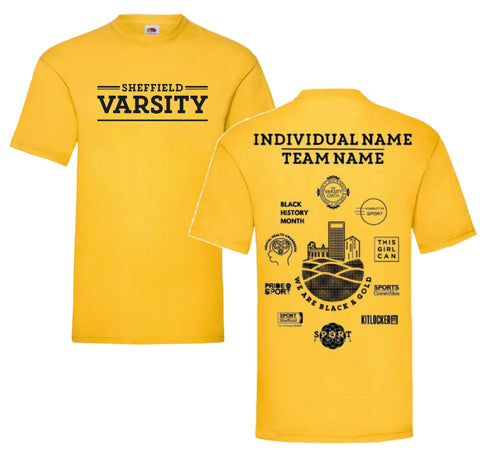 Custom Varsity 2025 T-Shirt - Gold - Team Name A-K